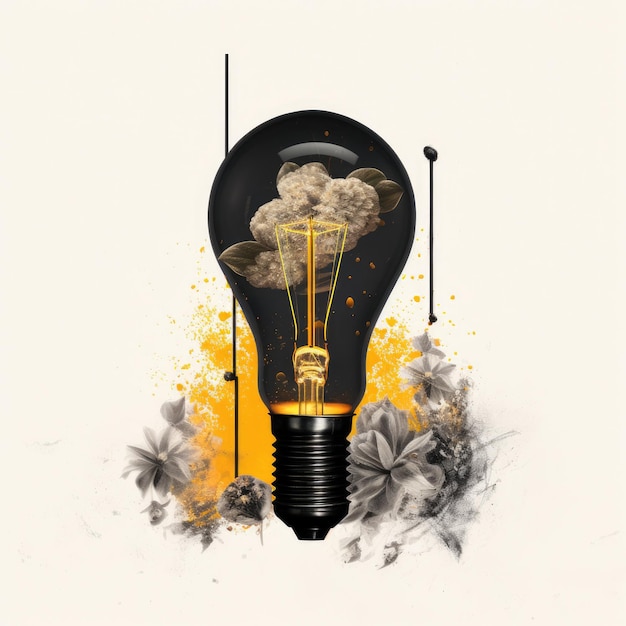 illustration of a lightbulb collage abstract