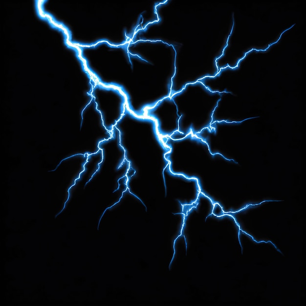 Photo illustration of lightning strike on black background_ai_generated