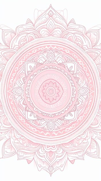 Photo illustration line art mandala border in pink