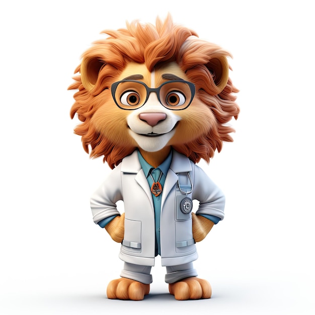 illustration lion in medical clothing