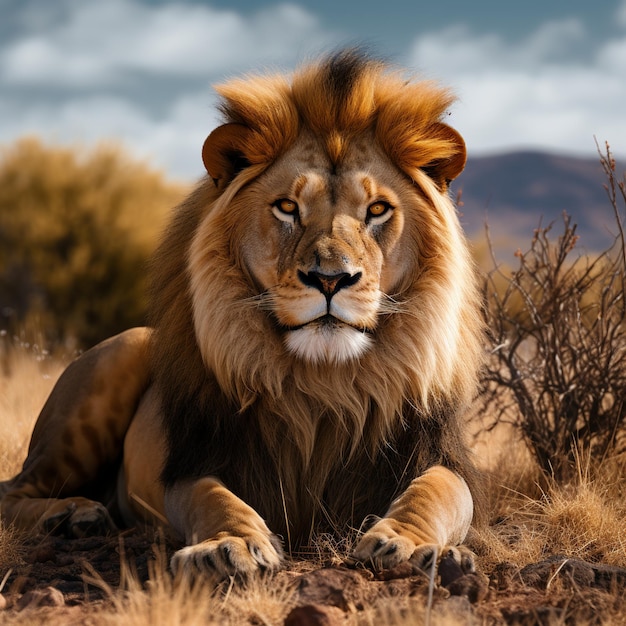 illustration of lion in wildlife shoot by Sony A7R