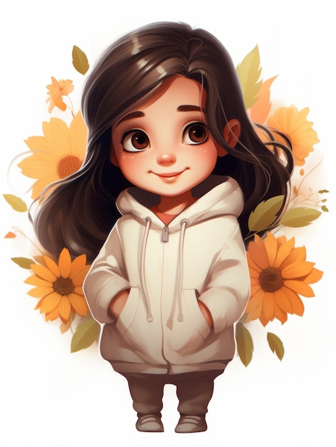 an illustration of a little girl wearing a hoodie