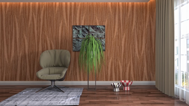 illustration of the living room interior. 3d render