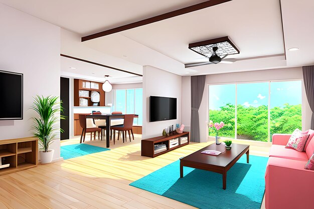 Illustration of the living room interior amp Others Decoration