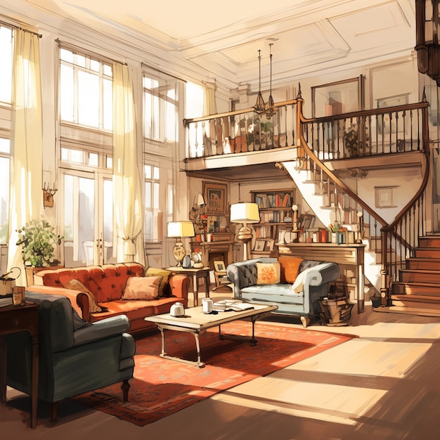 Illustration of the Living Room Interior