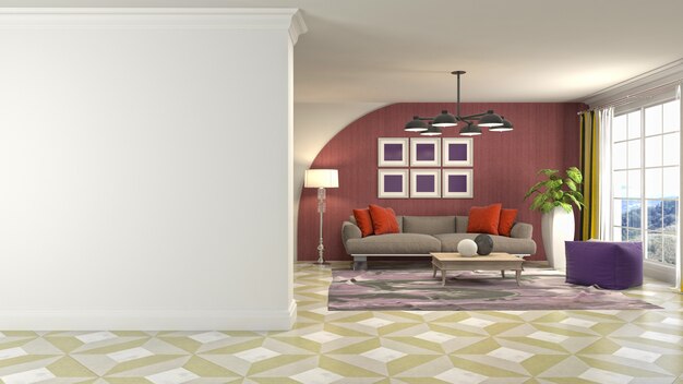 Illustration of the living room interior