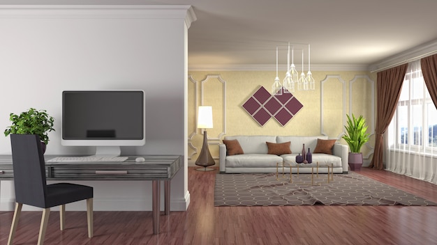 Illustration of the living room interior