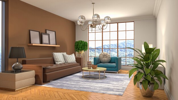 Illustration of the living room interior