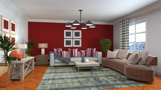 Illustration of the living room interior