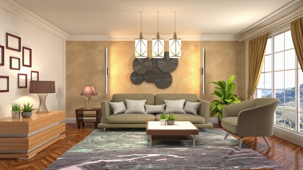 Illustration of the living room interior