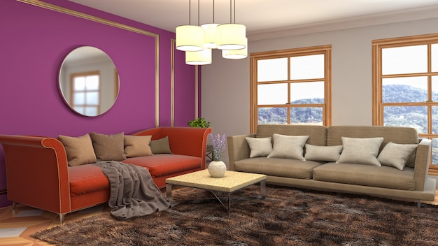 Illustration of the living room interior