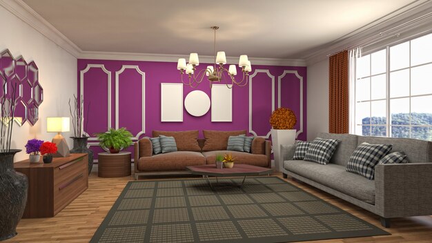 Illustration of the living room interior