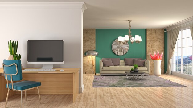 Illustration of the living room interior