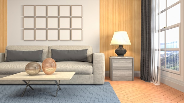 Illustration of the living room interior