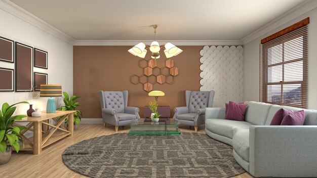 Illustration of the living room interior