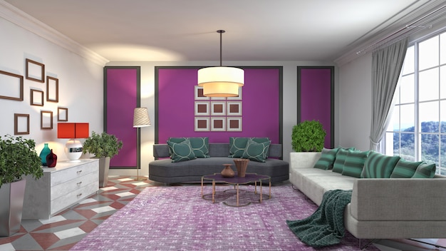 Illustration of the living room interior