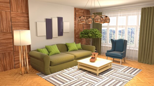 Illustration of the living room interior