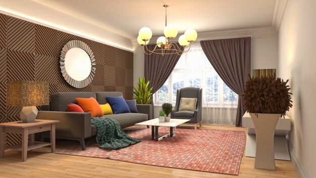 Illustration of the living room interior