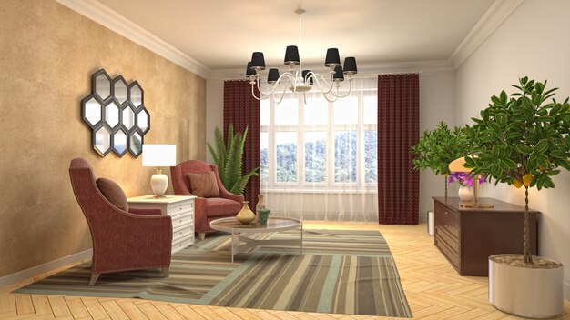 Illustration of the living room interior