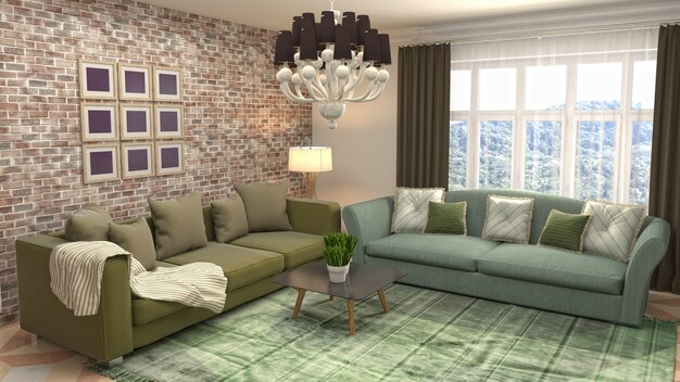 Illustration of the living room interior