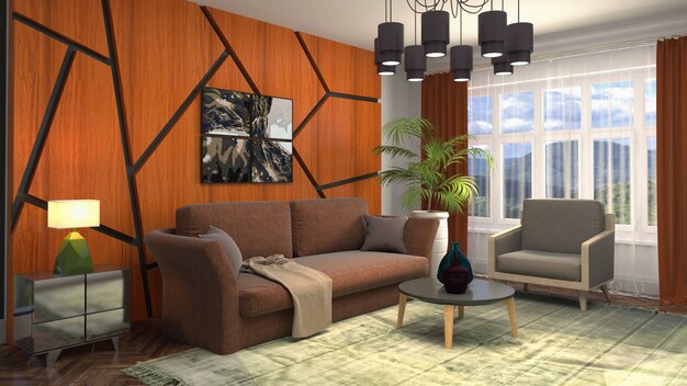 Illustration of the living room interior