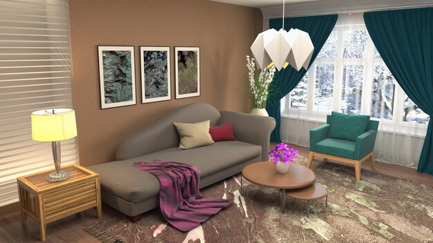 Illustration of the living room interior