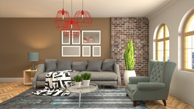 Illustration of the living room interior