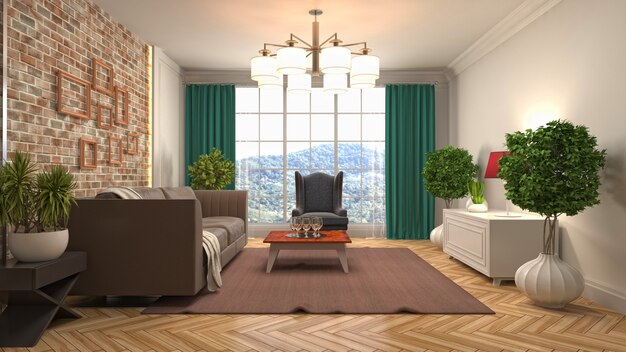 Illustration of the living room interior