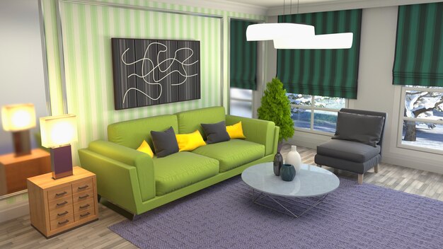 Illustration of the living room interior