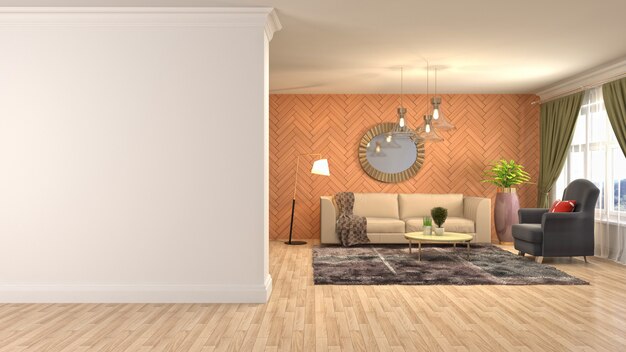 Illustration of the living room interior