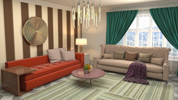 Illustration of the living room interior