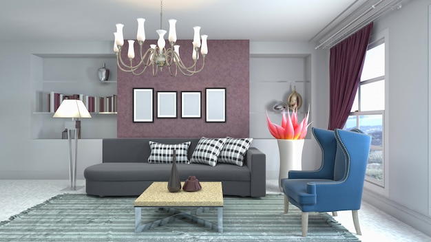 Illustration of the living room interior