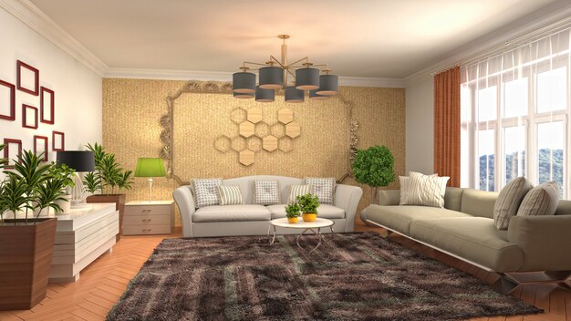 Illustration of the living room interior