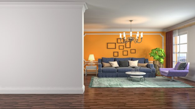 Illustration of the living room interior