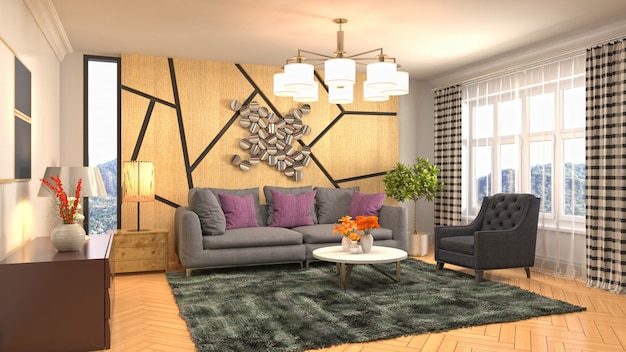 Illustration of the living room interior