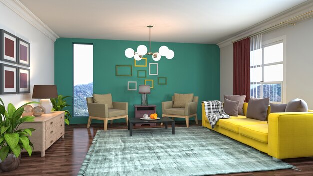 Illustration of the living room interior