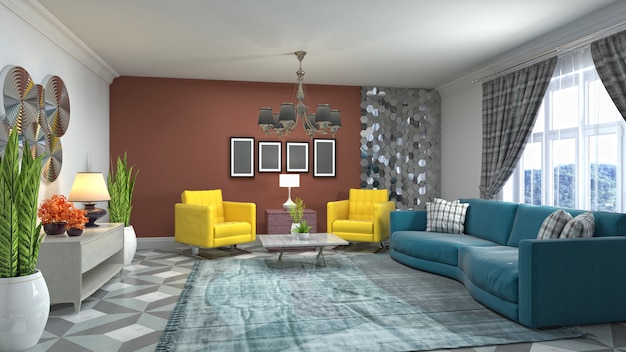 Illustration of the living room interior