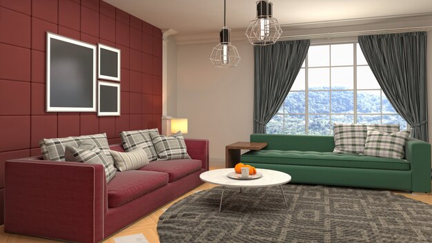 Illustration of the living room interior