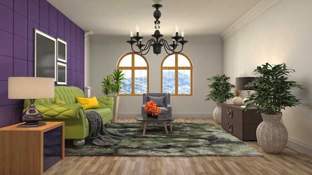 Illustration of the living room interior