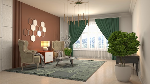 Illustration of the living room interior