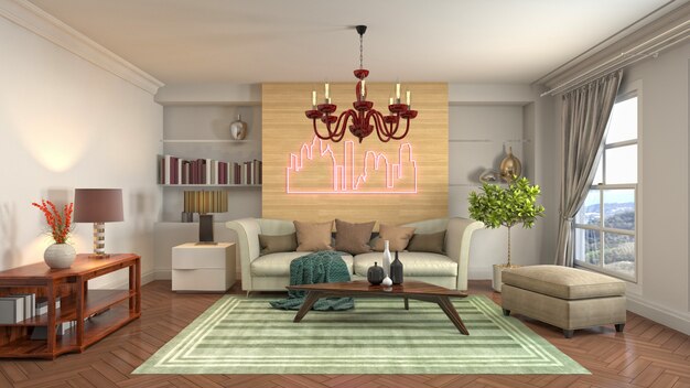 Illustration of the living room interior