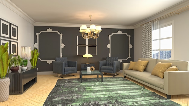 Illustration of the living room interior