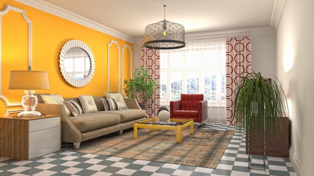 Illustration of the living room interior