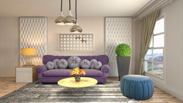 Illustration of the living room interior