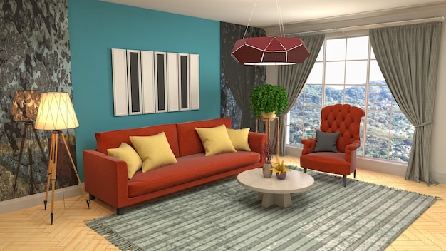 Illustration of the living room interior