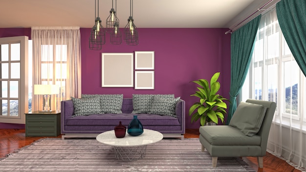 Illustration of the living room interior