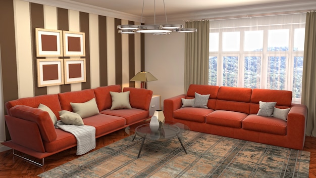 Illustration of the living room interior