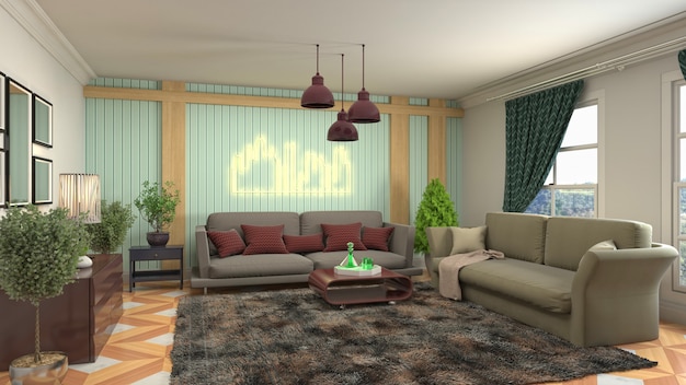 Illustration of the living room interior