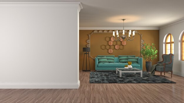 Illustration of the living room interior