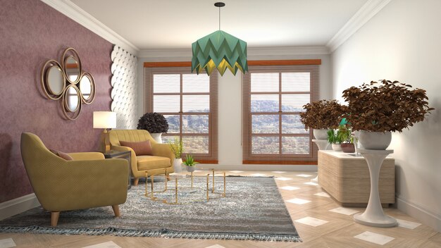 Illustration of the living room interior